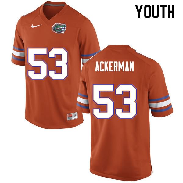 Youth NCAA Florida Gators Brendan Ackerman #53 Stitched Authentic Nike Orange College Football Jersey EHN3365UP